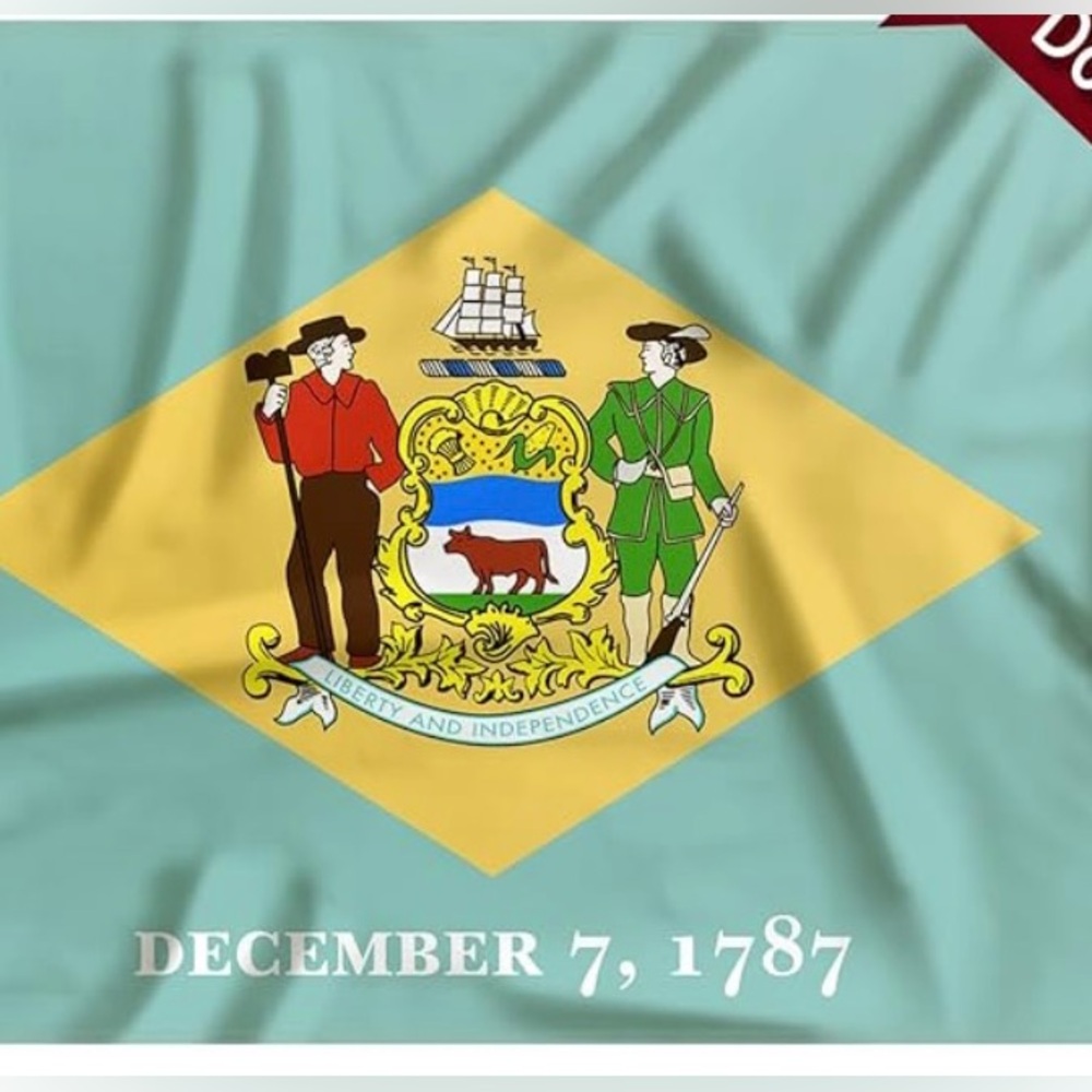 Delaware Flag December 7, 1787.  3 Ply. Double Sided. Triple Stitched.5’X3’.